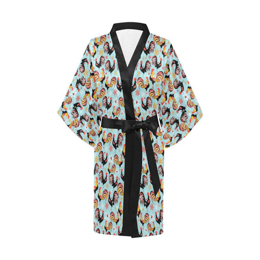 Rooster Themed Design Women Short Kimono Robe