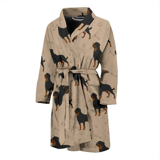 Rottweiler Pattern Print Design A01 Men Bathrobe-JORJUNE.COM