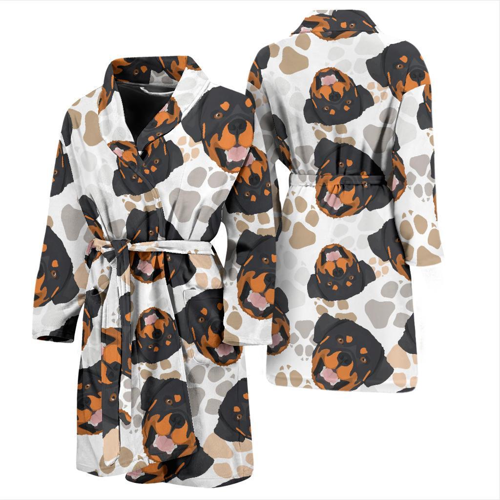 Rottweiler Pattern Print Design A03 Men Bathrobe-JORJUNE.COM