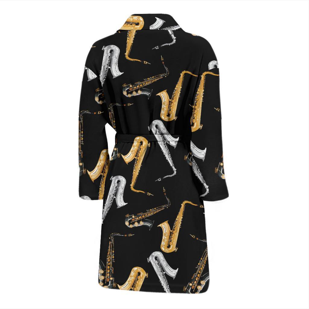 Saxophone Pattern Print Design 01 Men Bathrobe-JORJUNE.COM