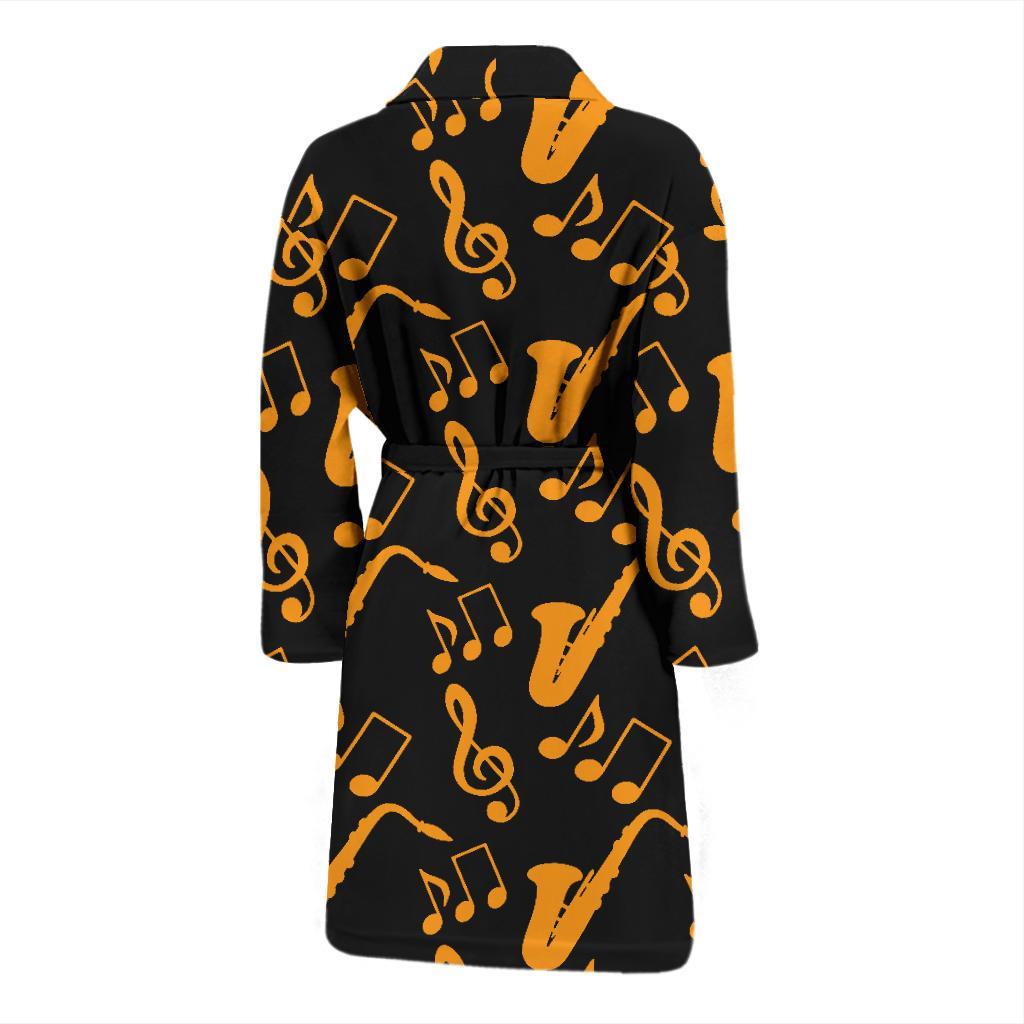 Saxophone Pattern Print Design 02 Men Bathrobe-JORJUNE.COM