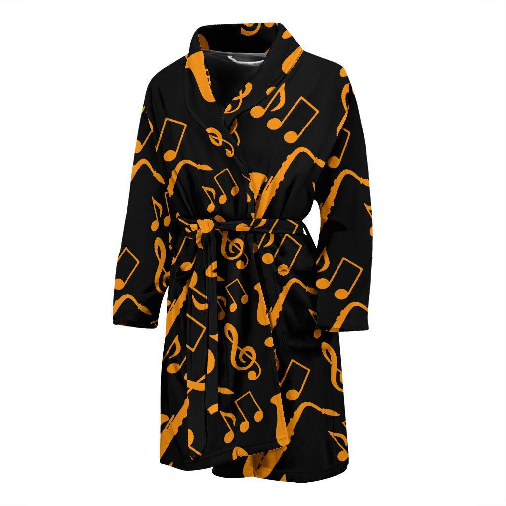 Saxophone Pattern Print Design 02 Men Bathrobe-JORJUNE.COM