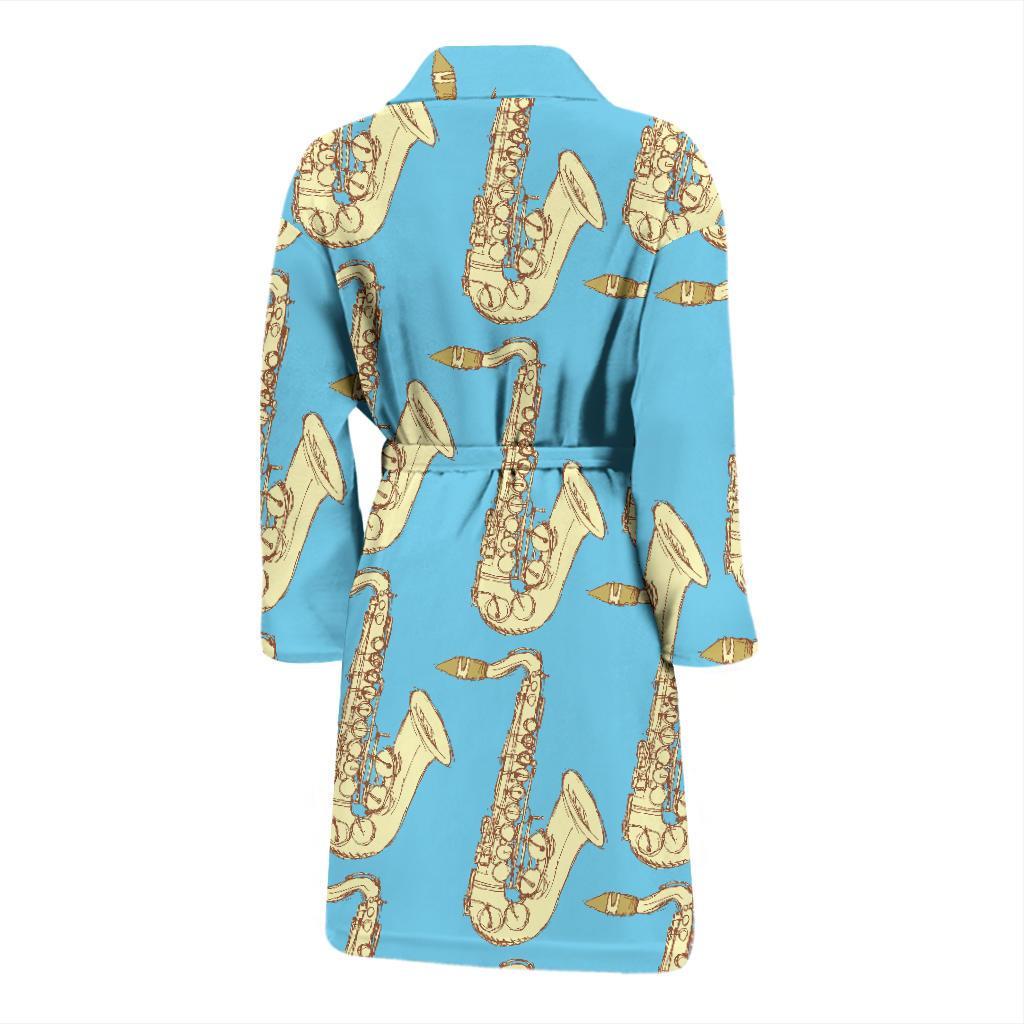 Saxophone Pattern Print Design 03 Men Bathrobe-JORJUNE.COM