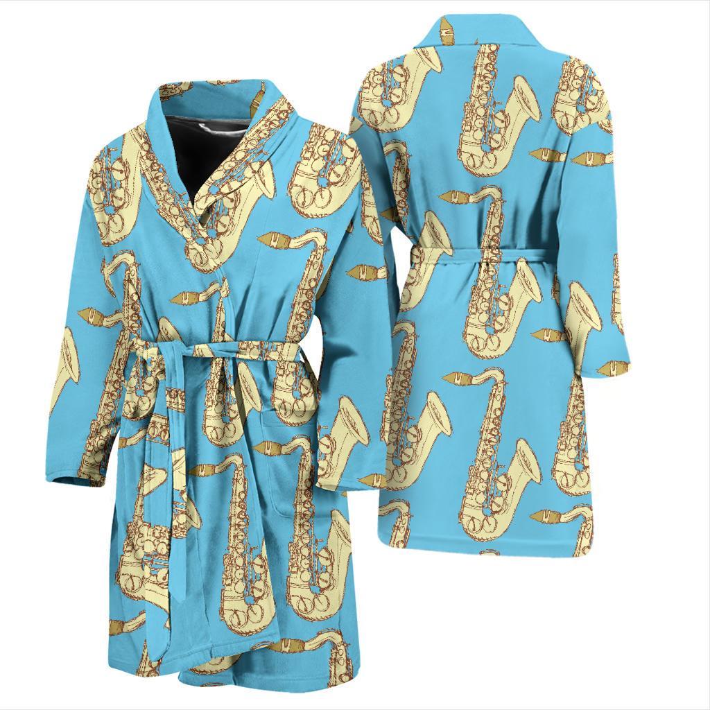 Saxophone Pattern Print Design 03 Men Bathrobe-JORJUNE.COM