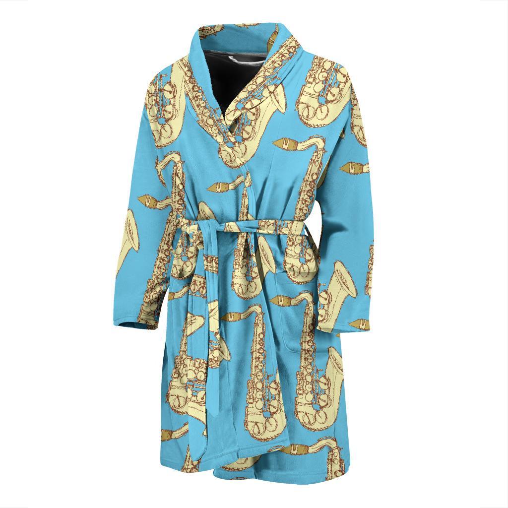 Saxophone Pattern Print Design 03 Men Bathrobe-JORJUNE.COM