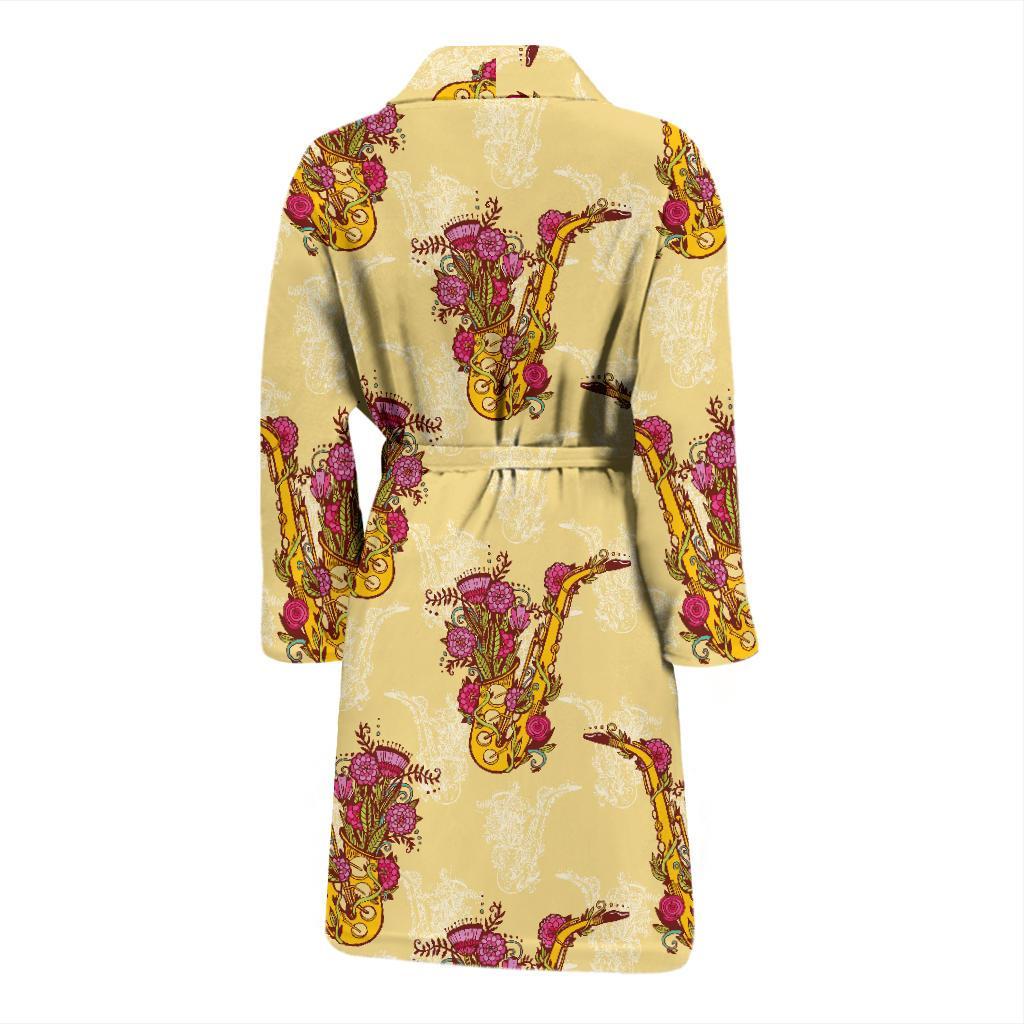 Saxophone Pattern Print Design 04 Men Bathrobe-JORJUNE.COM