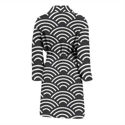 Scales Black White Pattern Print Design 03 Men Bathrobe-JORJUNE.COM