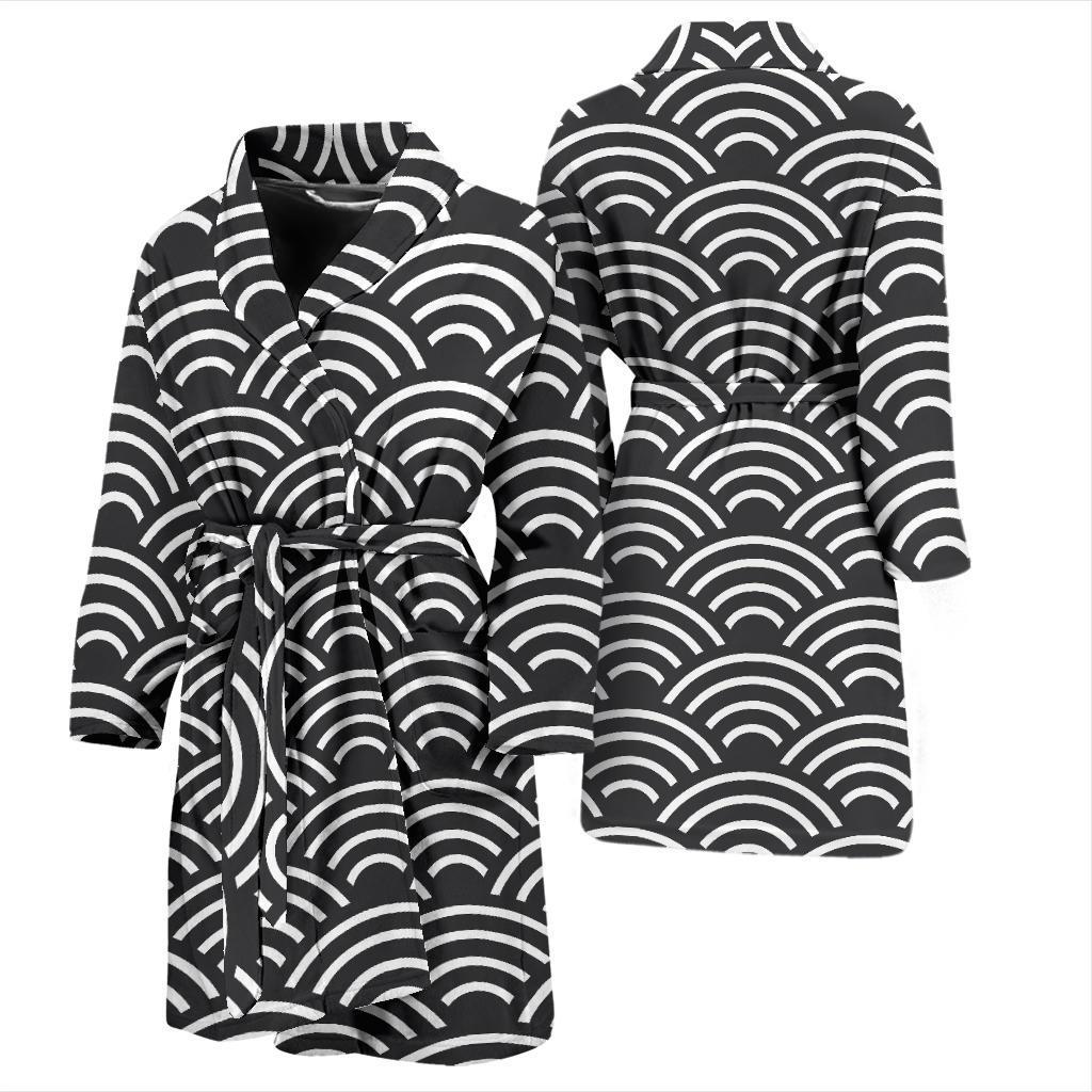 Scales Black White Pattern Print Design 03 Men Bathrobe-JORJUNE.COM