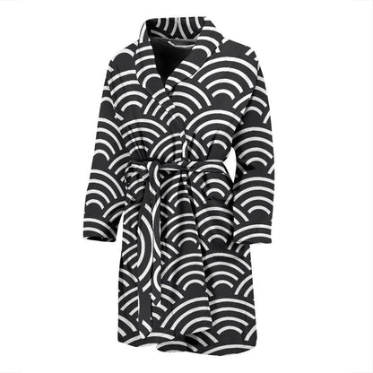 Scales Black White Pattern Print Design 03 Men Bathrobe-JORJUNE.COM