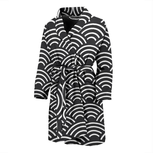 Scales Black White Pattern Print Design 03 Men Bathrobe-JORJUNE.COM