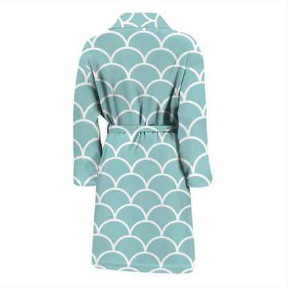 Scales Teal Pattern Print Design 02 Men Bathrobe-JORJUNE.COM
