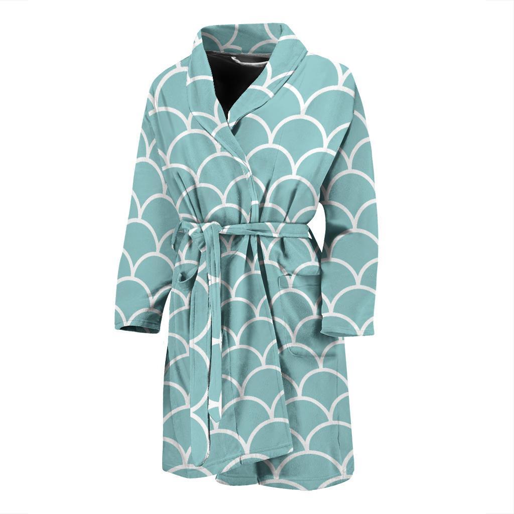 Scales Teal Pattern Print Design 02 Men Bathrobe-JORJUNE.COM