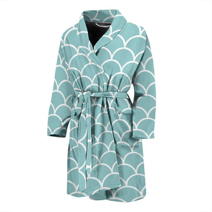 Scales Teal Pattern Print Design 02 Men Bathrobe-JORJUNE.COM