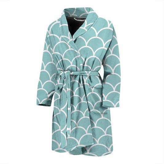 Scales Teal Pattern Print Design 02 Men Bathrobe-JORJUNE.COM