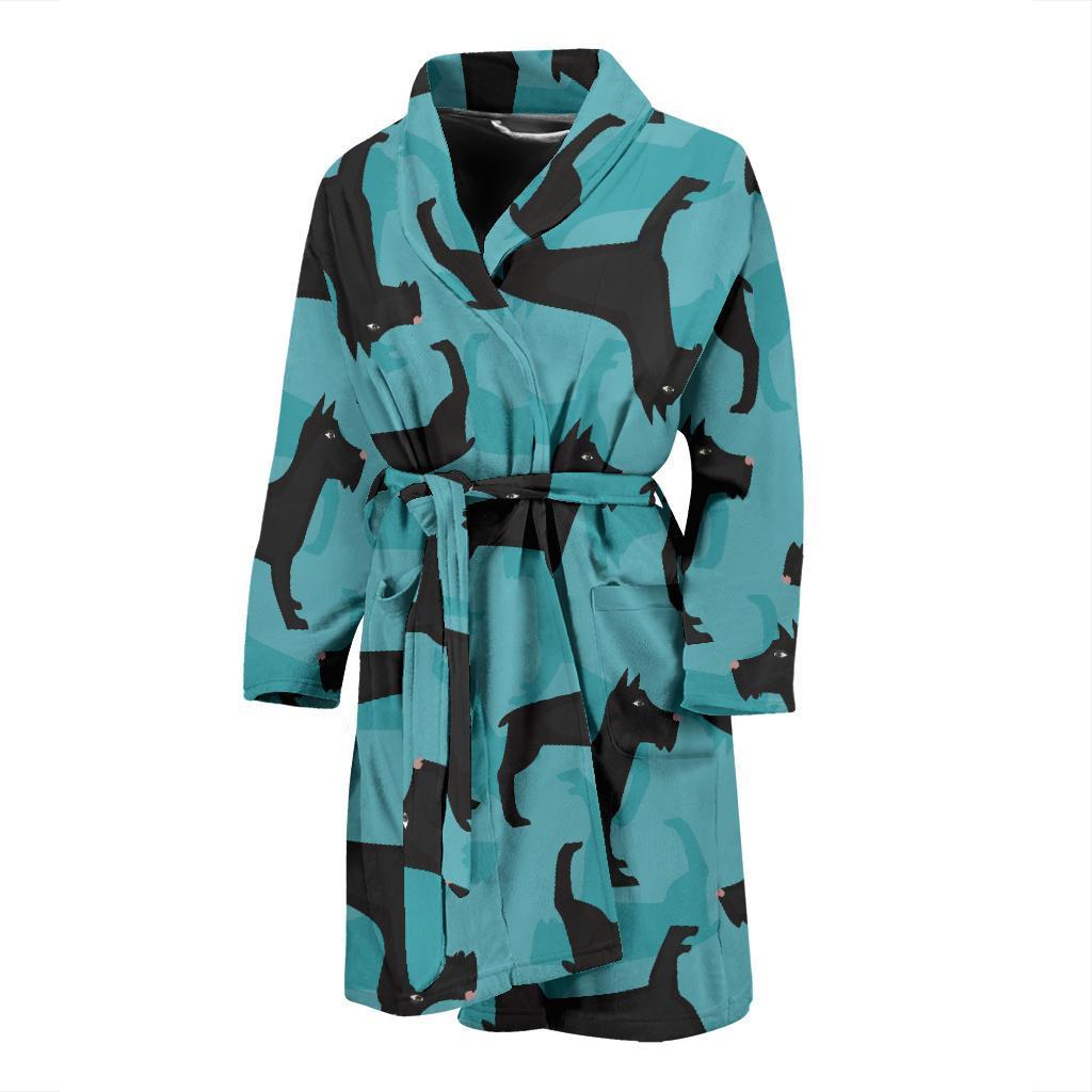 Schnauzers Pattern Print Design A01 Men Bathrobe-JORJUNE.COM