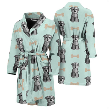 Schnauzers Pattern Print Design A03 Men Bathrobe-JORJUNE.COM