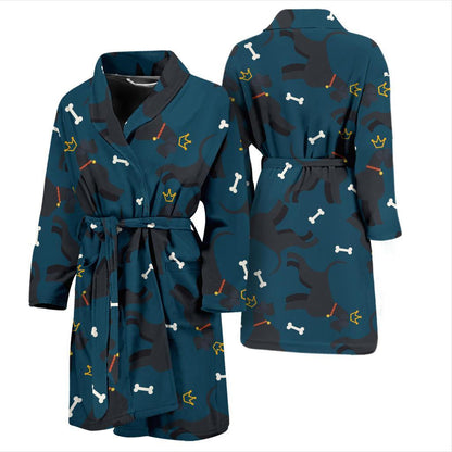 Schnauzers Pattern Print Design A04 Men Bathrobe-JORJUNE.COM