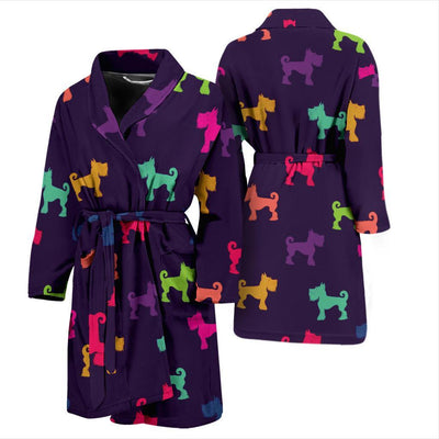 Schnauzers Pattern Print Design A05 Men Bathrobe-JORJUNE.COM