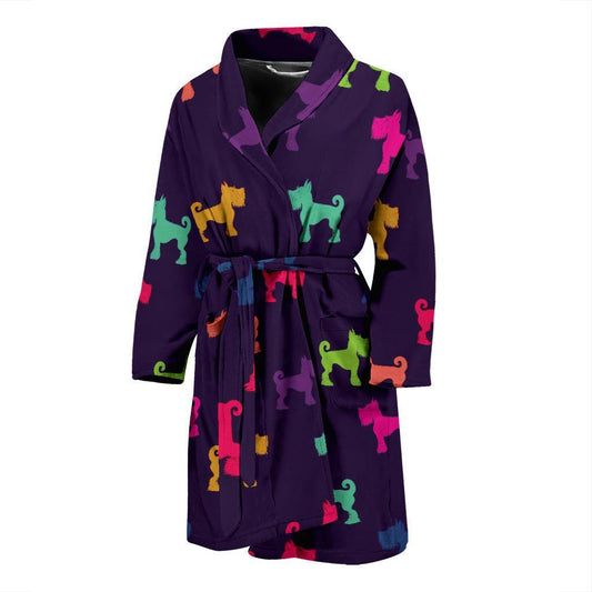 Schnauzers Pattern Print Design A05 Men Bathrobe-JORJUNE.COM