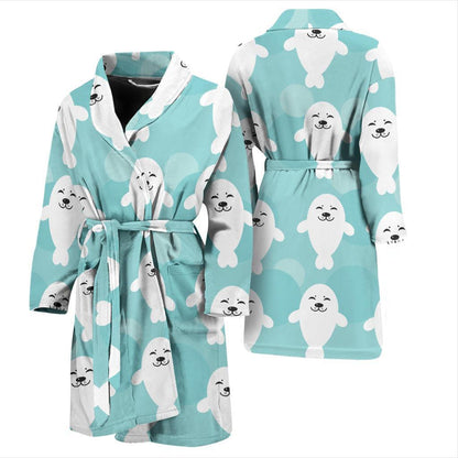 Sea Lion Baby Pattern Print Design 01 Men Bathrobe-JORJUNE.COM