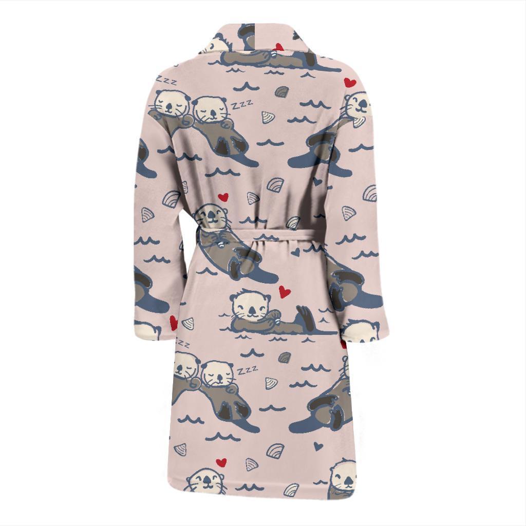 Sea Otter Pattern Print Design 02 Men Bathrobe-JORJUNE.COM