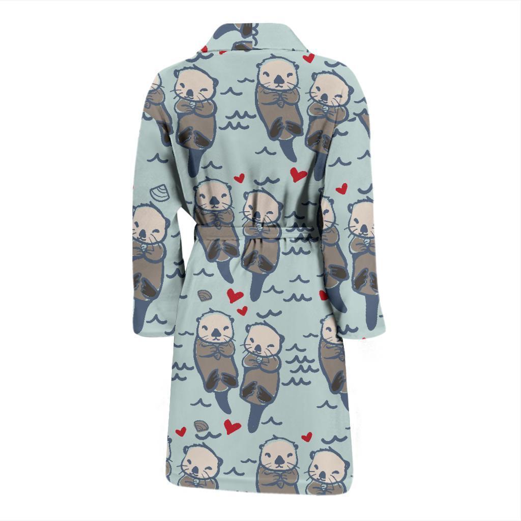 Sea Otter Pattern Print Design 03 Men Bathrobe-JORJUNE.COM