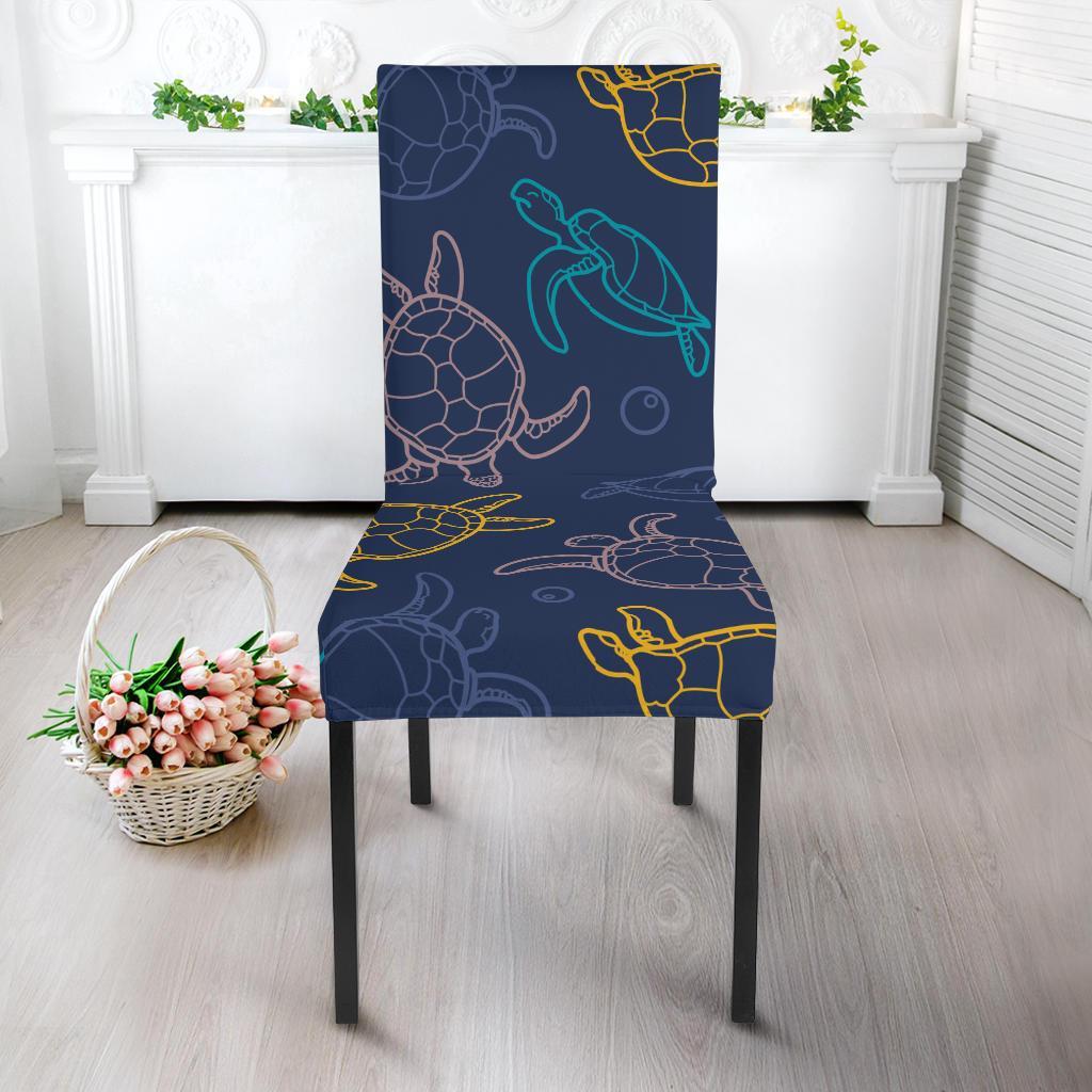 Sea Turtle Baby Print Dining Chair Slipcover-JTAMIGO.COM