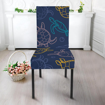 Sea Turtle Baby Print Dining Chair Slipcover-JTAMIGO.COM