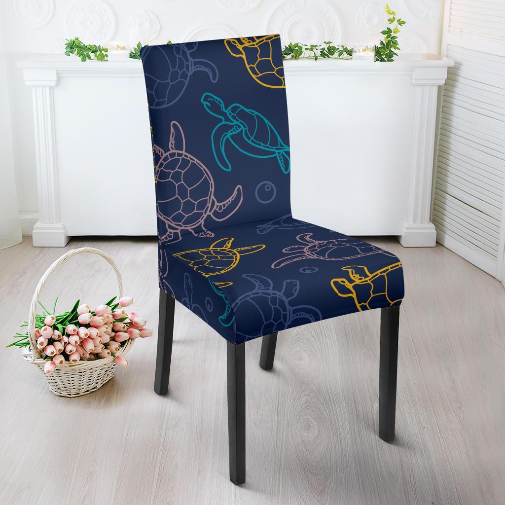 Sea Turtle Baby Print Dining Chair Slipcover-JTAMIGO.COM