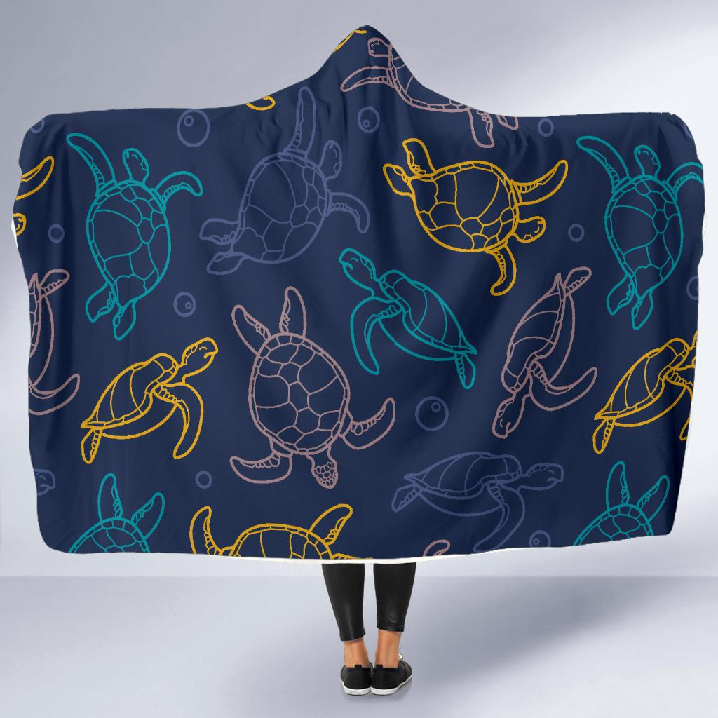 Sea Turtle Baby Print Hooded Blanket-JTAMIGO.COM