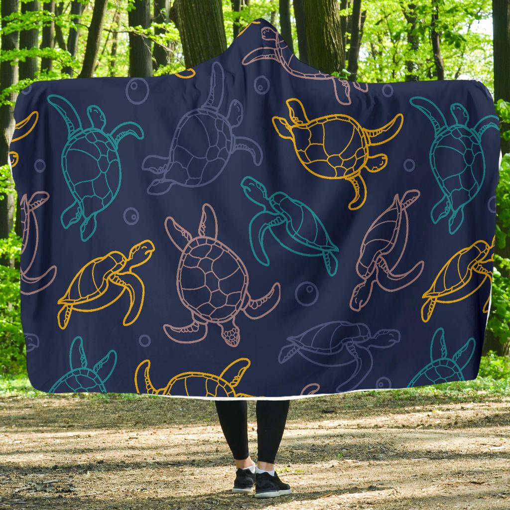 Sea Turtle Baby Print Hooded Blanket-JTAMIGO.COM