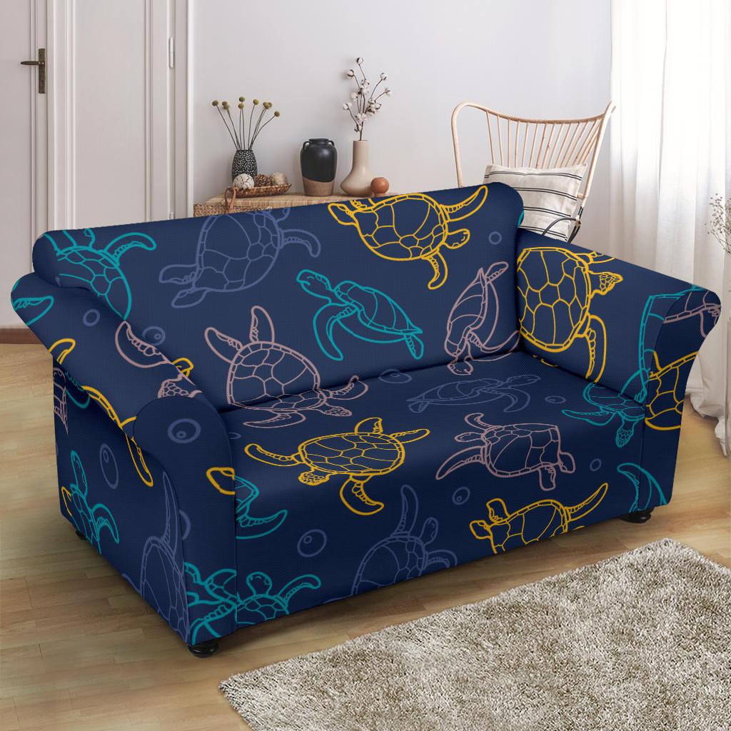 Sea Turtle Baby Print Loveseat Slipcover-JTAMIGO.COM