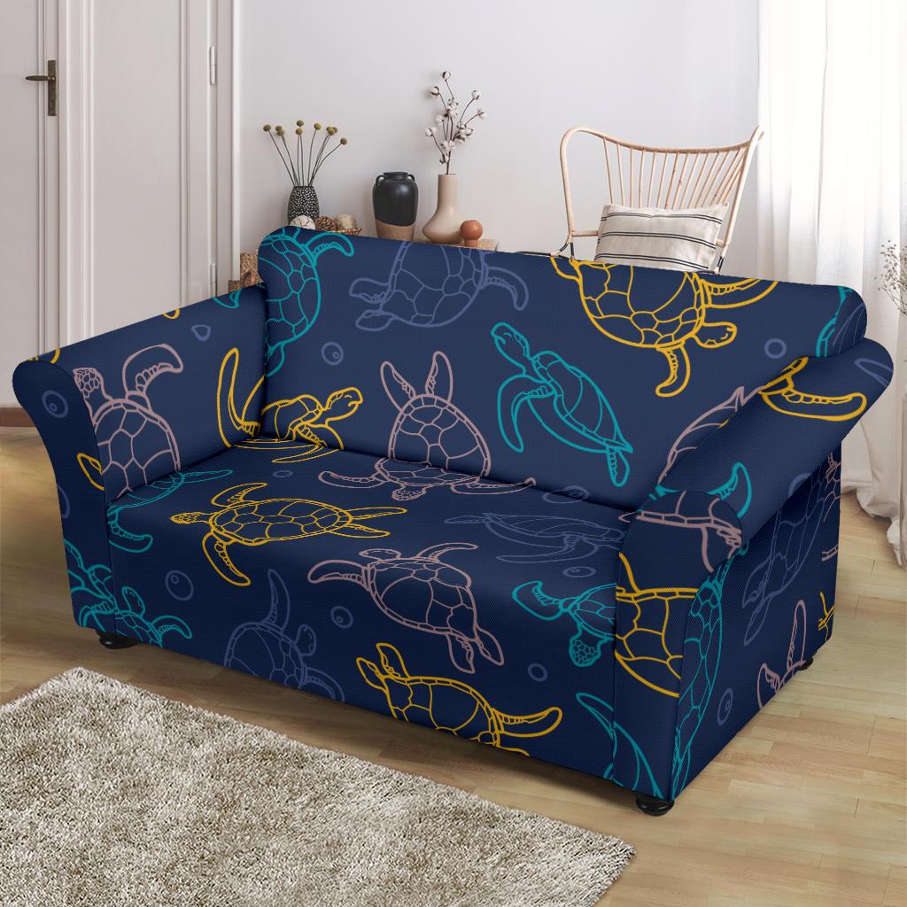Sea Turtle Baby Print Loveseat Slipcover-JTAMIGO.COM