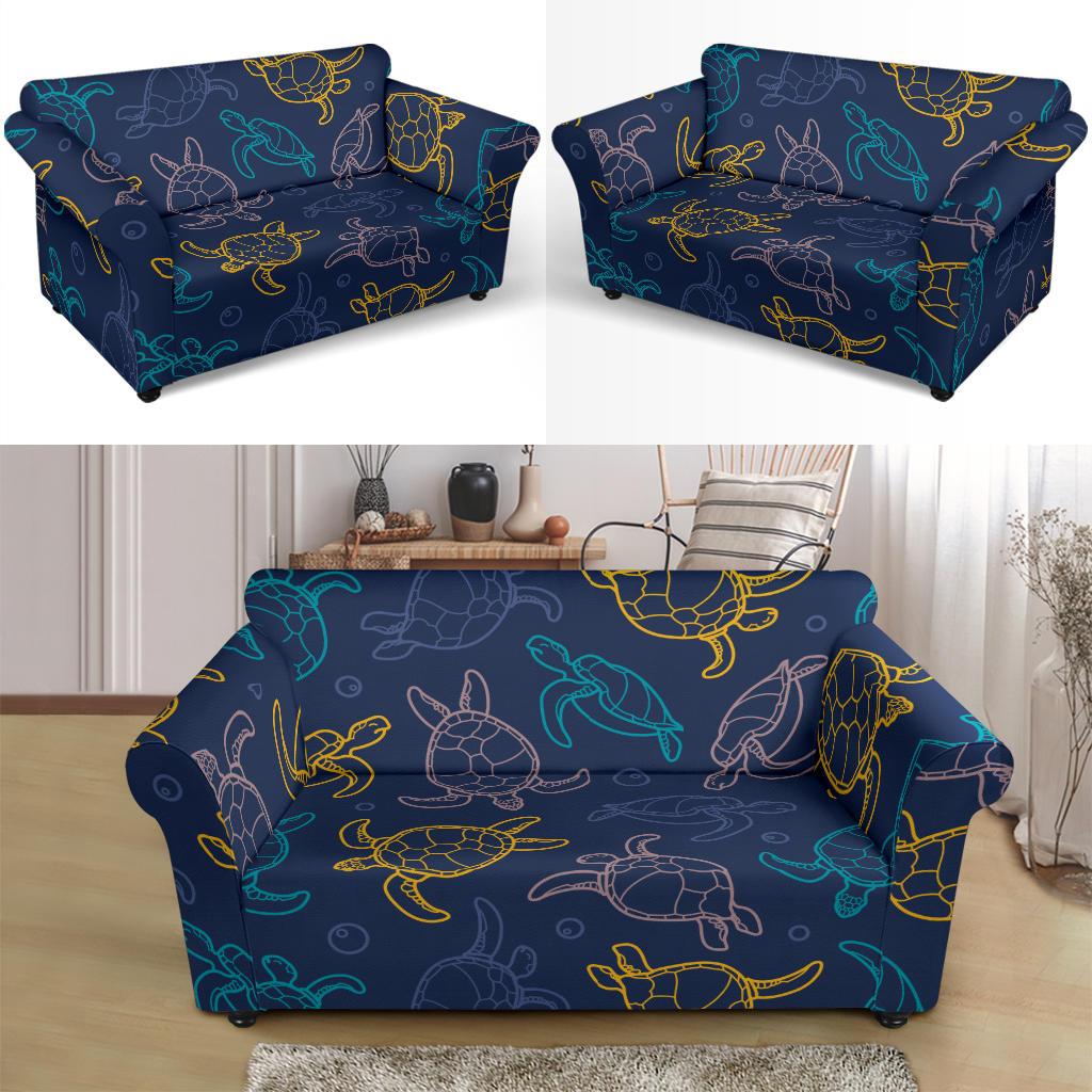 Sea Turtle Baby Print Loveseat Slipcover-JTAMIGO.COM