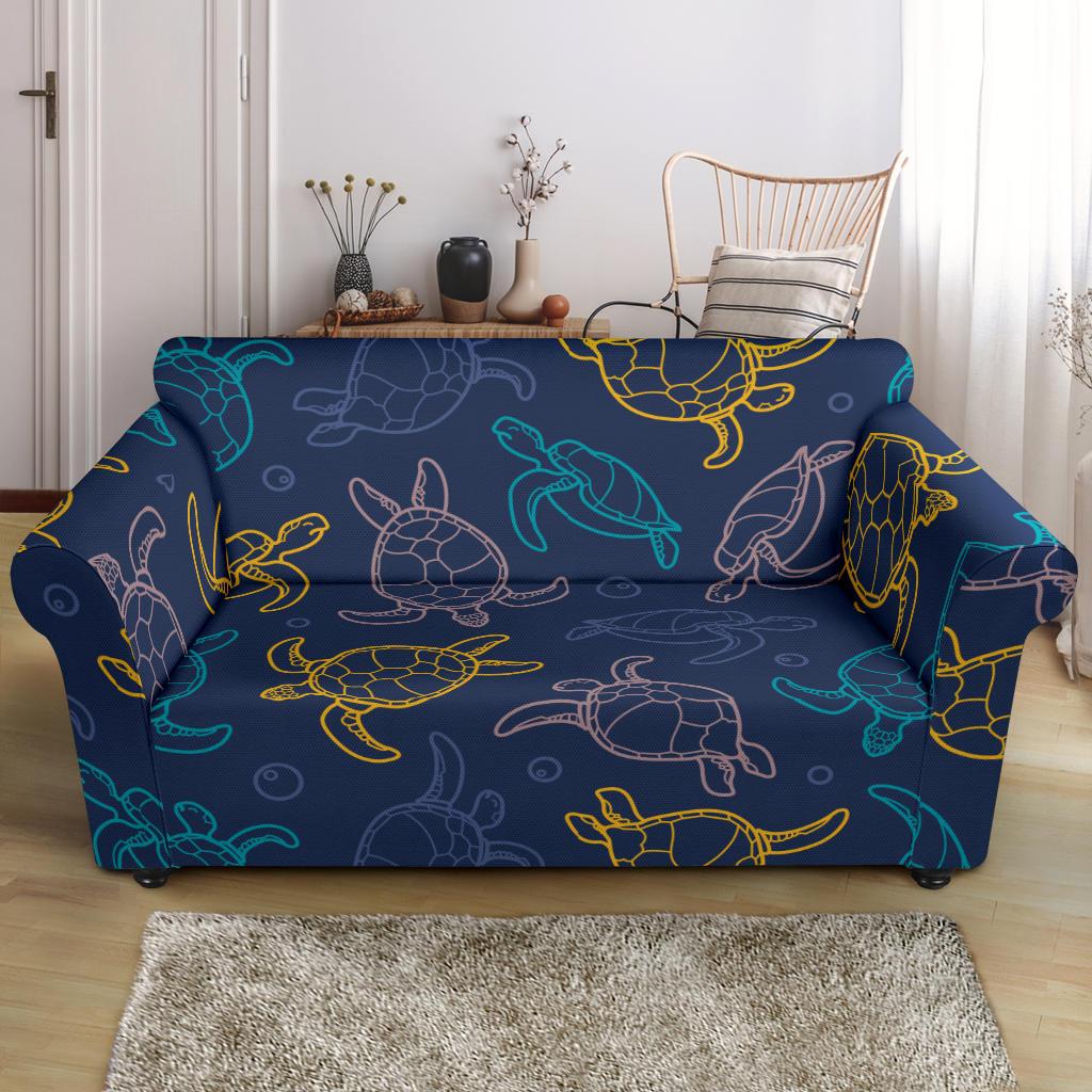 Sea Turtle Baby Print Loveseat Slipcover-JTAMIGO.COM