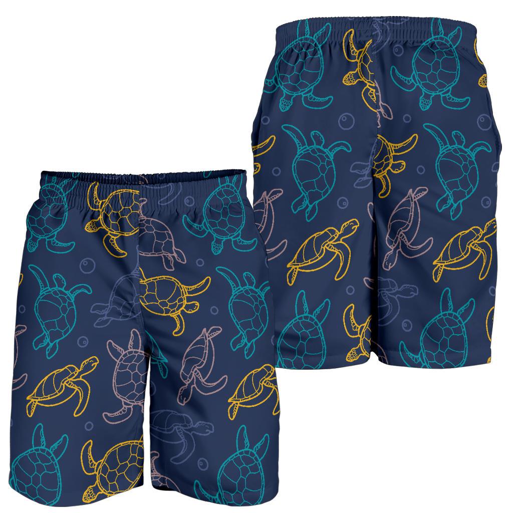 Sea Turtle Baby Print Mens Shorts-JTAMIGO.COM