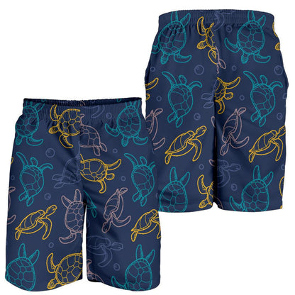 Sea Turtle Baby Print Mens Shorts-JTAMIGO.COM
