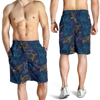 Sea Turtle Baby Print Mens Shorts-JTAMIGO.COM