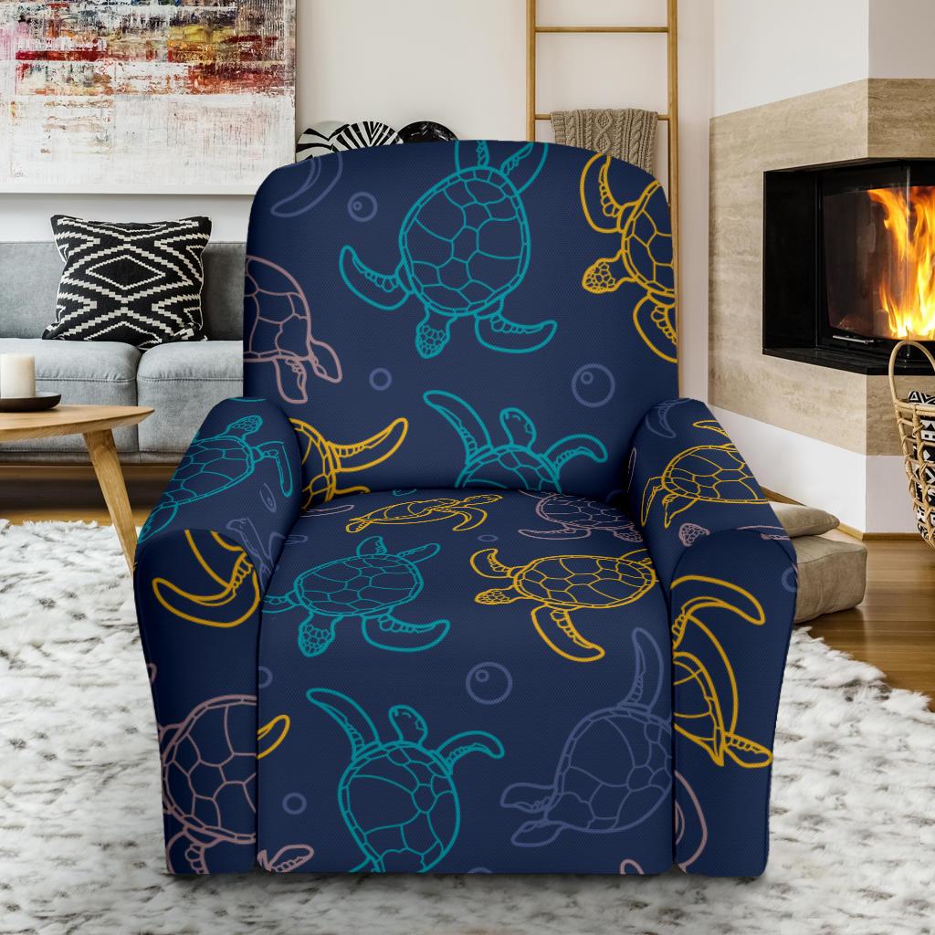 Sea Turtle Baby Print Single Sofa Slipcover -JTAMIGO.COM