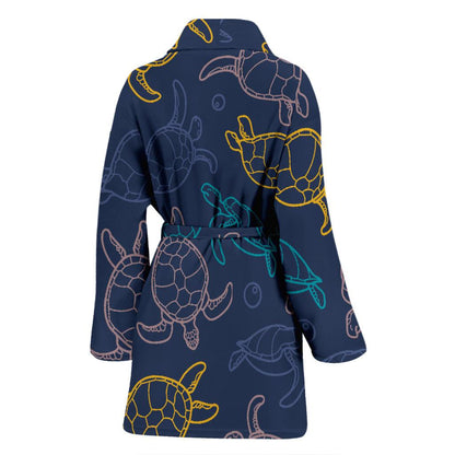 Sea Turtle Baby Print Women Bath Robe-JTAMIGO.COM
