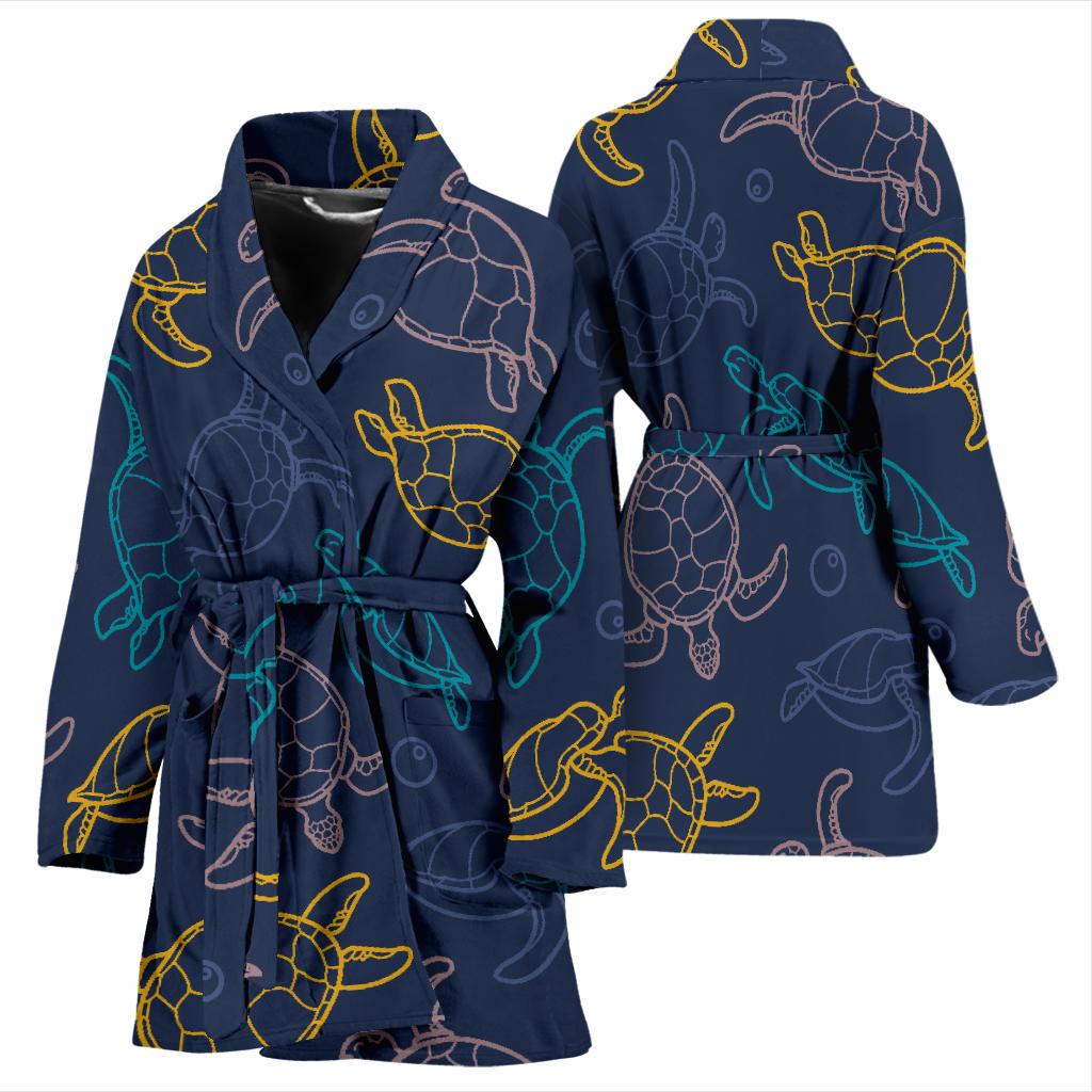 Sea Turtle Baby Print Women Bath Robe-JTAMIGO.COM