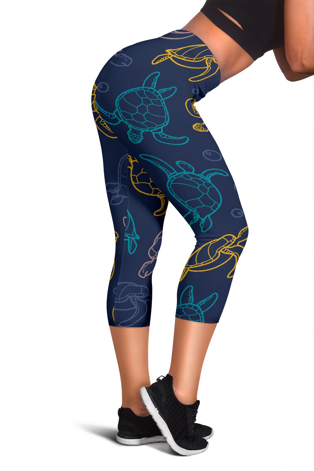Sea Turtle Baby Print Women Capris