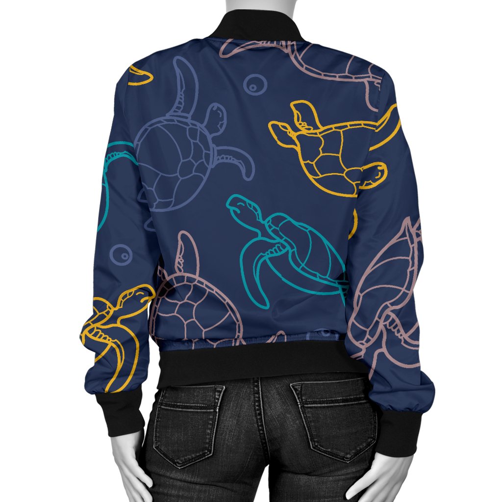 Sea Turtle Baby Print Women Casual Bomber Jacket