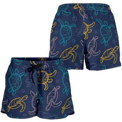 Sea Turtle Baby Print Women Shorts-JTAMIGO.COM