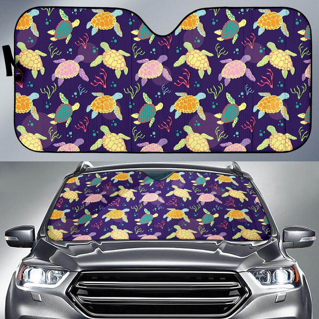 Sea Turtle Color Smile Car Sun Shade For Windshield