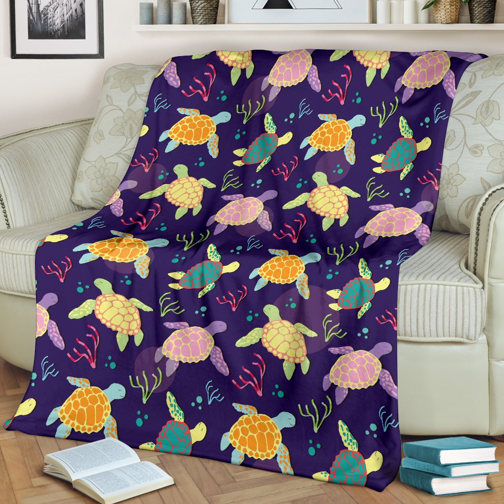 Sea Turtle Color Smile Fleece Blanket