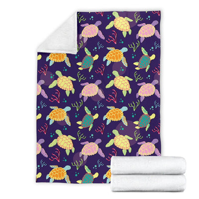 Sea Turtle Color Smile Fleece Blanket