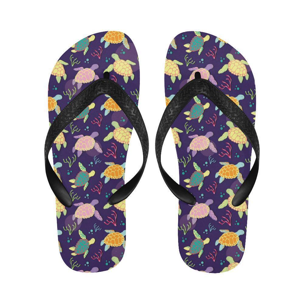 Sea Turtle Color Smile Flip Flops-JTAMIGO.COM