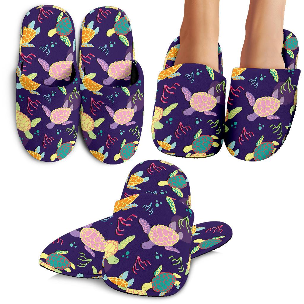 Sea Turtle Color Smile House Slippers