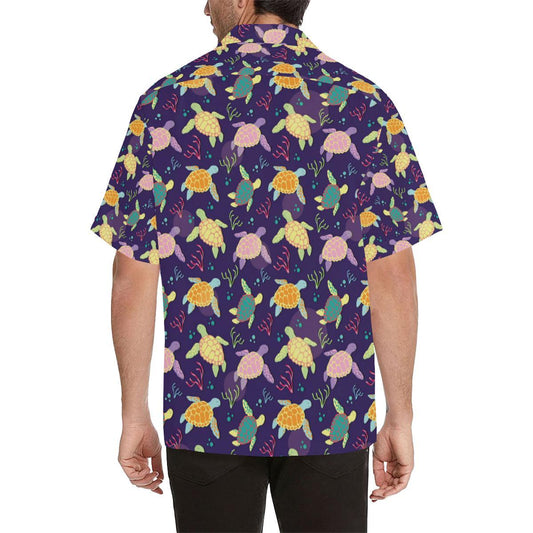 Sea Turtle Color Smile Men Aloha Hawaiian Shirt